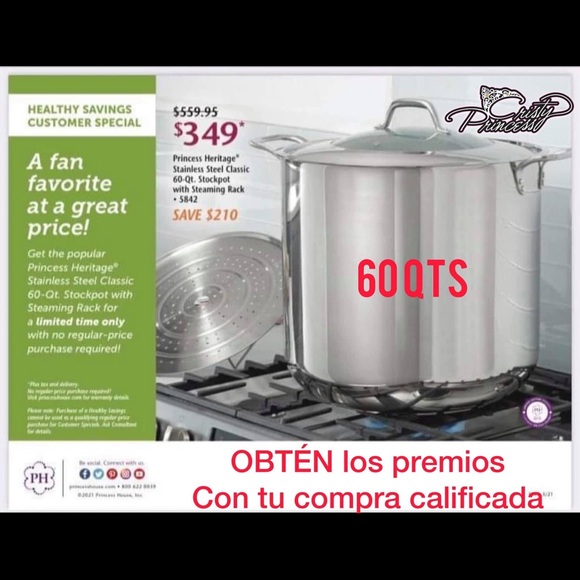 Princess house Olla de 60 qt. Clásica con parilla